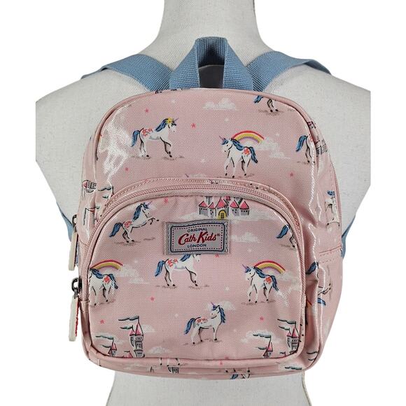 CATH KIDS GIRLS PINK UNICORN CASTLE RAINBOW MINI BACKPACK 9X7 BABY BLUE STRAPS - Picture 1 of 11
